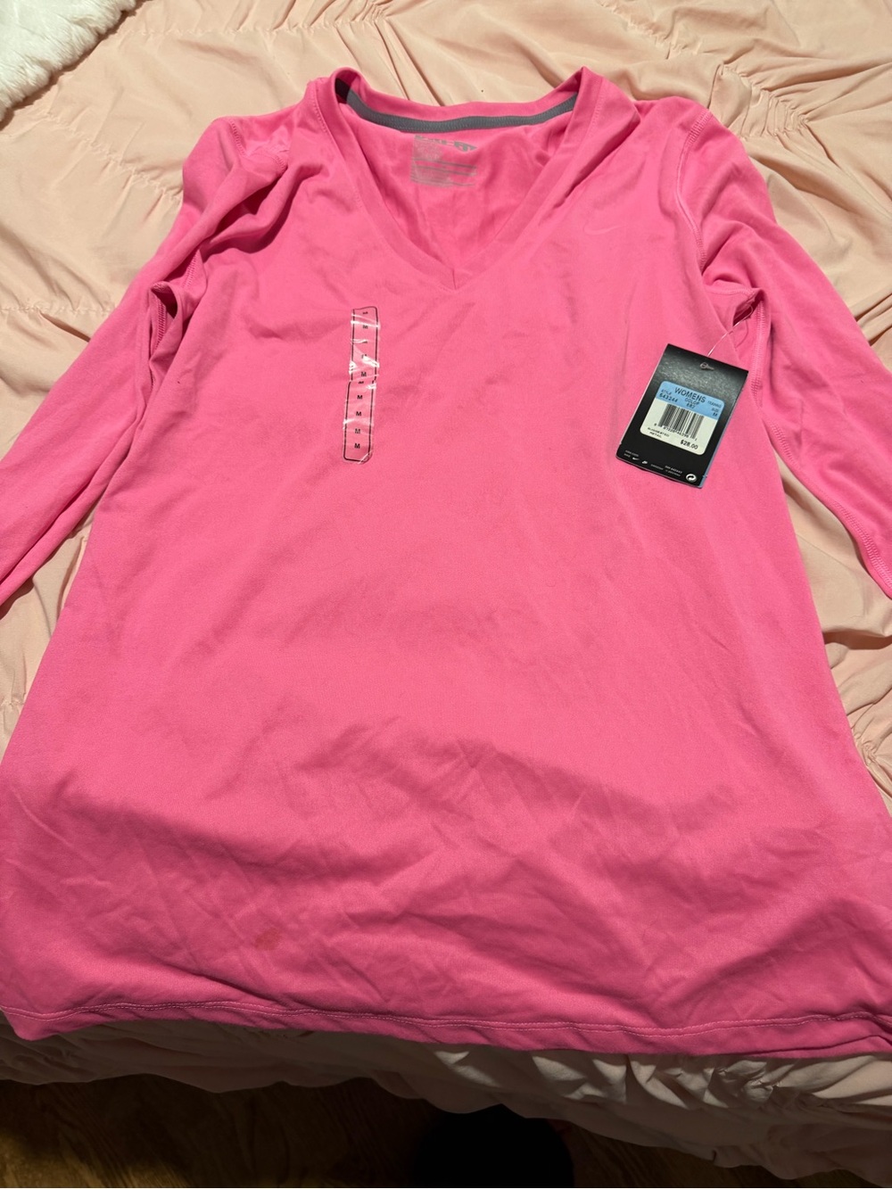 Nike Women’s Bright Pink V-Neck Long Sleeve Top
